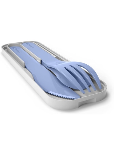 Pocket Cutlery Set Blue Infinity Reusable Stainless Steel Fork, Knife &amp; Spoon Set, Compact &amp; Travel-Friendly Flatware for School, Office &amp; Outdoor Use