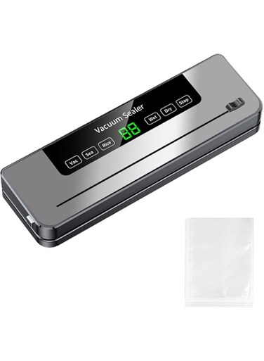 TokFaa Vacuum Sealer Machine Fast-Compact Food Sealer for Food Preservation Dry &amp; Moist Sealing Modes Built-in Cutter Easy Cleaning and Storage