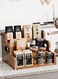 storage shelf 3-tier wooden countertop shelves&iuml;&frac14;&OElig; Display Shelf With two side fences design for kitchen Multi-functional Spice Storage &amp; Commercial Coffee Syrup Display Rack