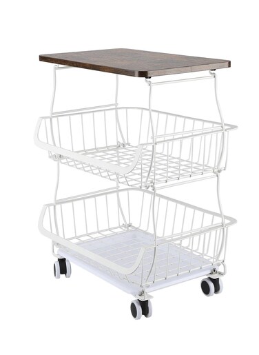 Kitchen Storage Rolling Cart 3 Layer Metal Removable Portable Sundries Storage Rack