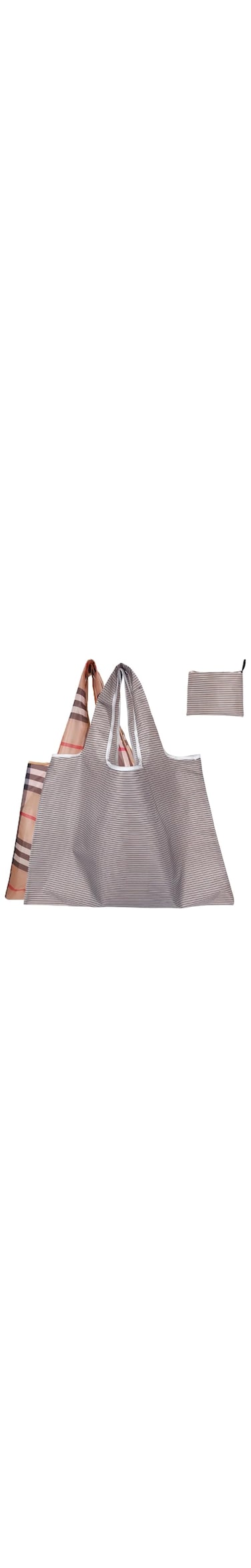 2pc Shopping Bags, Eco Bags With Handles, Lightweight Foldable Reusable Water Resistant Tote Bag Attached Pouch for Storage Great For On The Go Option for Fruit Vegetable