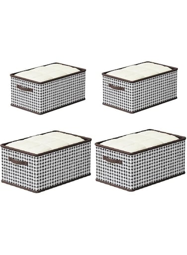 JANNAH Set Of 4 Storage Boxes For Clothes Closet Organizer Foldable With Waterproof Material (Style - A)