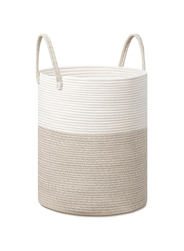 Pyhlhy Cotton Rope Woven Laundry Basket, 58L Dirty Clothes Rope Hamper, Laundry Hamper Basket for Blanket Storage, Large Baby Nursery Hamper for Laundry, Woven Hamper for Bedroom