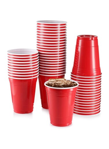 StarMar Red Plastic Cups, [100 Pack] 16 Oz Party Cup Disposable Cup Big Birthday party Cups