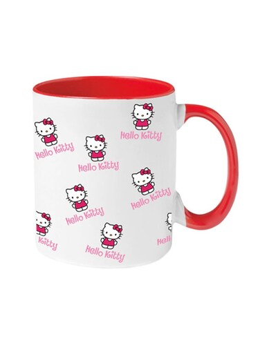 Multiple Hello Kittys All Over The Printed Coffee Mug Red/White 350ml