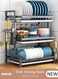 3 Ties Heavy Duty Dish Drying Rack, Dish Racks for Kitchen Counter, Space Saving Dish Rack for with Utensil Holder Large Antibacterial Kitchen Countertop