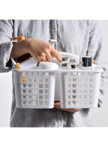 U-HOOME Portable Shower Caddy Basket with Handle,Bathroom Caddy Organizer,Plastic Cleaning Caddy Organizer Storage Tote Divided Storage Tote Holder for Makeup, Bathroom,Shower,Cleaning,Kitchen (White)
