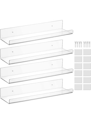 15 Inch Clear Shelves, Acrylic Bookshelf, Acrylic Shelves For Wall Storage