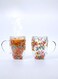 Set of 2 - 350 ML Borosilicate Double Wall Flower Glass Coffee Cups with Handle