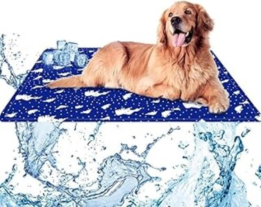 TBSITNS 90x60cm Dog Cooling Mat, Large Pet Cooling Bed, Non-Toxic Gel Self Cooling Pad,Anxiety and Moisture Resistant Ice Silk Pad for Dogs and Cats, Sofa for Pets to Sleep in Summer (Ice-Cooled Pad)