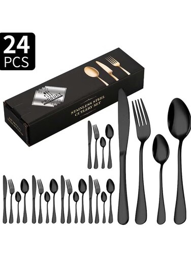 24-Piece Stainless Steel Cutlery Set &acirc;&euro;&ldquo; Matte Assorted Finish