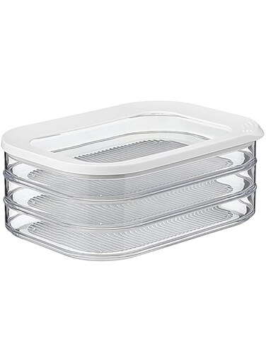 Mepal Cold Meat Boxes for Fridge with 3 Layers - Sausage Storage Fridge with Lid - Suitable for Storing Meat Products - Fridge Organiser Cold Cuts - 3 x 550 ml - White