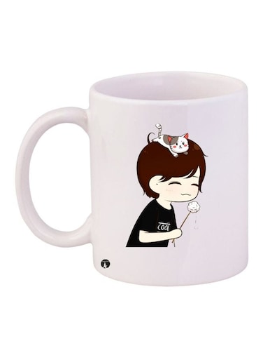 Boy Printed Coffee Mug White/Brown/Black