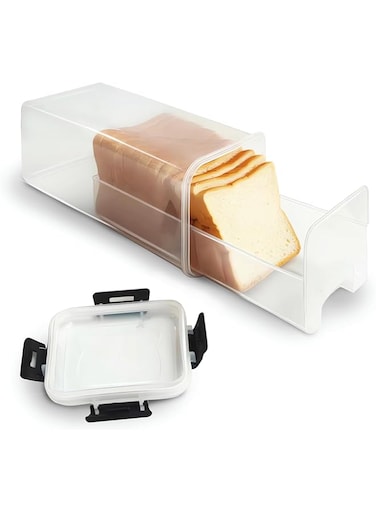 Tazweeq Bread Storage Container with drawer Tray, Plastic Bread Box, Bread Container with Airtight Lid, Loaf Bread Keeper, Bread Holder for Homemade Bread, BPA Free