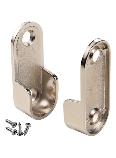 HWMATE 2-Pack Silver Thickening Nickel Plated Zinc Alloy Clothes Rod Holder End Support For Closet