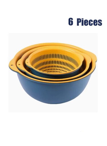 6 Sets Kitchen Colander Strainer Set, BPA-Free Colander PP Set, Safe and Non-toxic Portable Food Strainer Drain Basin Basket for Fruit, Vegetables, Bowls (6 Drain Baskets and 6 Baskets)