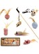 222 7-pcs Cat Feather Toy Set,Cat Toys Interactive,Cat Wand Attachments,Kitten Toys with Feathers ,Cat Wood Rod Mouse Toy
