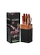 7-Piece Non-Stick Coated Kitchen Knife Set with Square Knife Block &acirc;&euro;&ldquo; Stainless Steel Blades &amp; Wood-Grain Handles