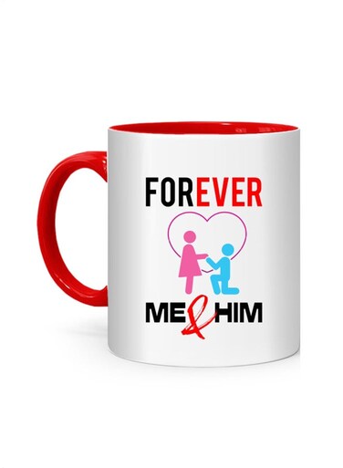 Styles Forever Me And Him Printed Mug White/Red 10cm