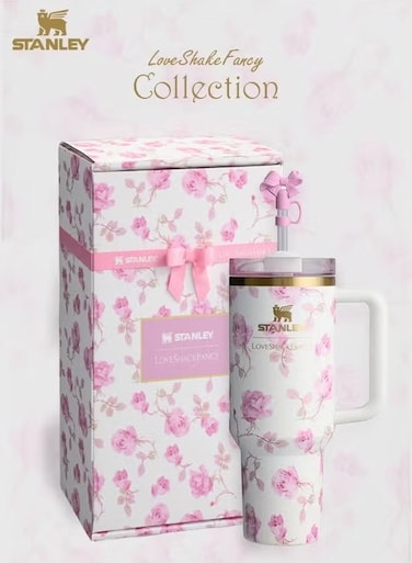 The x LoveShackFancy Quencher 40OZ Ribbon Rosa,Presented in Elegant Gift-Ready Packaging