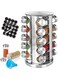 Revolving Spice Rack Organizer with 20 Jars   Stainless Steel Spice Carousel with Labels   for Kitchen Countertop &amp; Cabinet Storage (Silver)