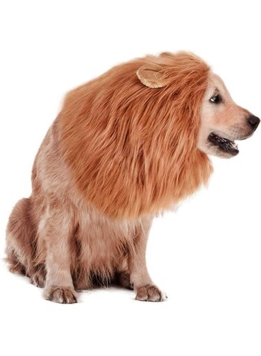 Starthi Lion Mane Wig for Dogs, Lion Mane Costume for Cat, Brown, Lion Mane Costume for Dog, Dog Lion Wig for Dog Large Pet Festival Party Fancy Hair Dog Clothes
