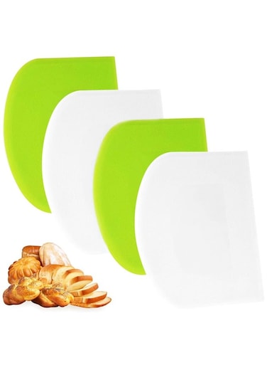 Pcs Dough Scraper Sharp-Edged Multi-Angle Cake Scraper Non-Slip Baking Tool Decorating Tool Shaping Tool (White,Green)