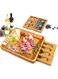 Cheese Board Charcuterie, Bamboo Cheese Tray Set with 4 Pieces Knife Cheese Platter Serving Meat Board Multipurpose Food Serving Tray Appetizer Platter for Anniversary Wedding Gift Party Birthday