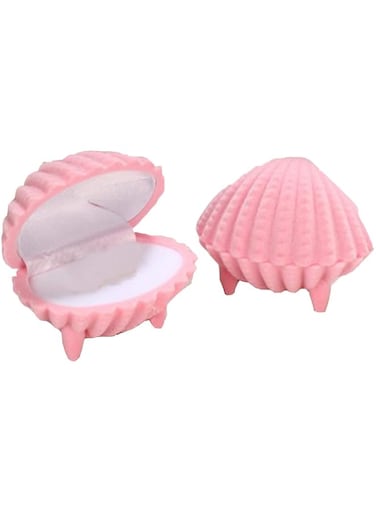 Empty Pink Shell Shaped Wedding Ring Gift Box