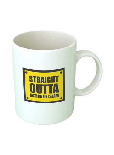 Print Straight Outta Nation Of Islam Printed Ceramic Mug White/Yellow/Black