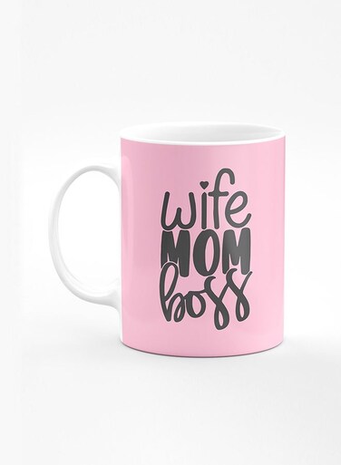 Designer Printed Coffee Mug with Heavy Duty Handle 11oz Ceramic Personalised Gift Mugs Cup [Microwave Safe &amp; Dishwasher Proof] - Wife Mom Boss