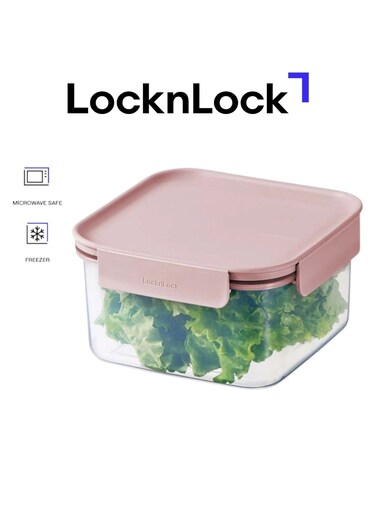 Classic Plus Square Food Container &acirc;&euro;&ldquo; 1.25L Pink, 4-Side Locking, Stackable &amp; Leakproof