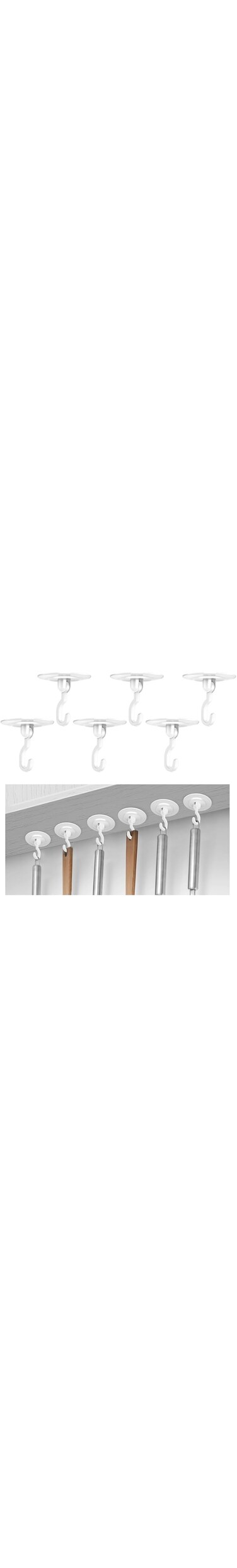 BPB Powerful Adhesive Ceiling Hooks, 6-Hooks,[Damage Free] [No Drilling] Wall Ceiling Mounted Hooks Shower Hooks for Hanging Small Plants Towel Coat Bag, Organize for Bathroom, Bedroom, Kitchen