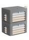 2 Pack Clear Window Storage Bins Foldable Fabric Storage Bins Boxes for Clothes Stackable Box Organizer Set with Carrying Handles (Gray,66L, 50*40*33cm)