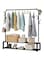 Freestanding Clothes Rack with Shelves and Shoe Storage, Metal, Black