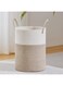 CyanCloud Large Laundry Hamper, Tall Woven Rope Storage Basket for Blanket, Toys, Dirty Clothes in Living Room, Bathroom, Bedroom - 58L White &amp; Brown