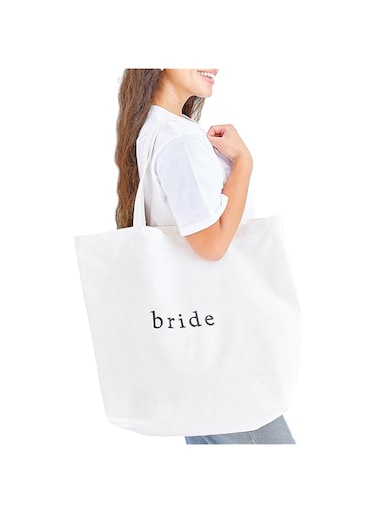 Ginger Ray Embroidered 'Bride' White Fabric Tote Bag Hen Party Accessory 55cm x 72cm
