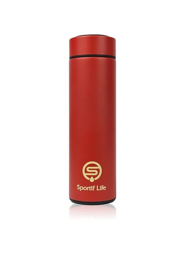 Smart Temperature Indicator, Stainless Steel Travel Mug-Tea Infuser Bottle-Double Wall Insulated Hot Coffee Thermos-Cold Fruit Infusion Water Bottle, BPA-Free Leakproof 17 Oz
