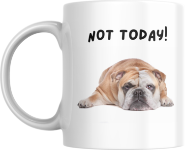 Not Today Lazy Bulldog Funny Coffee Mug, 11oz Ceramic Mug for Dog Lovers, Gift for Bulldog Owner, Fan, Lazy Person, Friend, Family