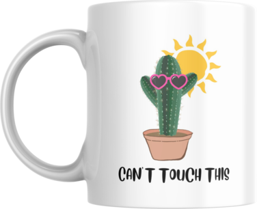 Funny Can't Touch This Cactus Coffee Mug, 11oz, White, Gift for Cactus Lover