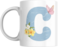 Floral Butterfly Alphabet Coffee Mug, Select Your Alphabet Letter, Gift for Women (C)