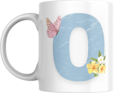 Floral Butterfly Alphabet Coffee Mug, Select Your Alphabet Letter, Gift for Women (O)