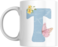 Floral Butterfly Alphabet Coffee Mug, Select Your Alphabet Letter, Gift for Women (T)