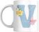 Floral Butterfly Alphabet Coffee Mug, Select Your Alphabet Letter, Gift for Women (V)