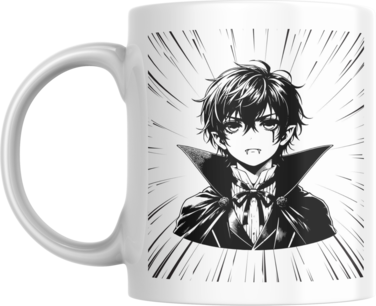Kaiju Anime Coffee Mug, White, Vampire Manga Design
