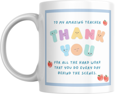 Teacher Appreciation Coffee Mug, with Blue Outline, Gift for Teachers, Teachers Day Gift