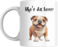 Fun Bulldog Mug for Coffee Lovers, 11 oz, Featuring "Who's da Boss?" Design, Gift for boss, Father's Day, Birthday