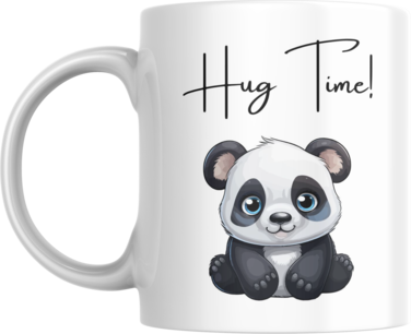 Panda Hug Time Coffee Mug, 11oz, Cute Design Gift for Friends, Family on Birthdays, Holidays