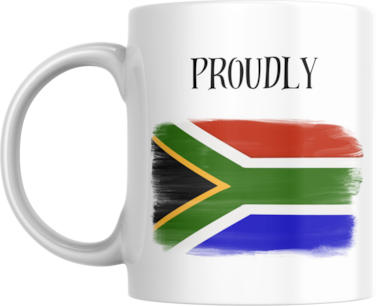 Proudly South African Flag Coffee Mug, 11oz, Gift for Family, Friends, Work Colleagues