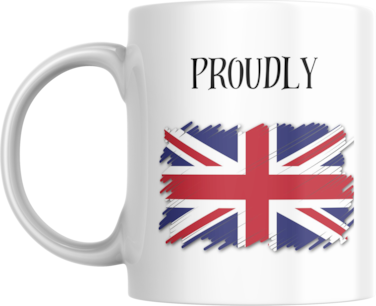 Proudly British Coffee Mug, 11oz, With Flag Design, Gift for Man, Woman, British